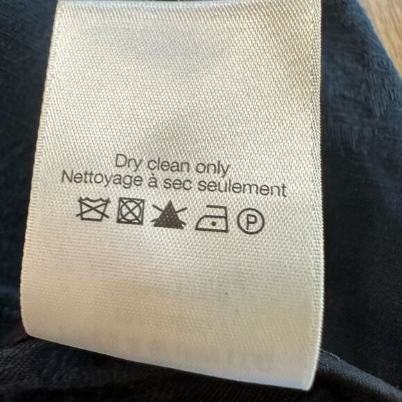 Veronica Beard Belinda Top One Shoulder Jacquard Navy Blue Linen Blend Size 14 - Picture 10 of 11